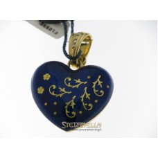 FABERGE' pendente cuore oro giallo 18kt smalto blue e diamanti referenza F-1099